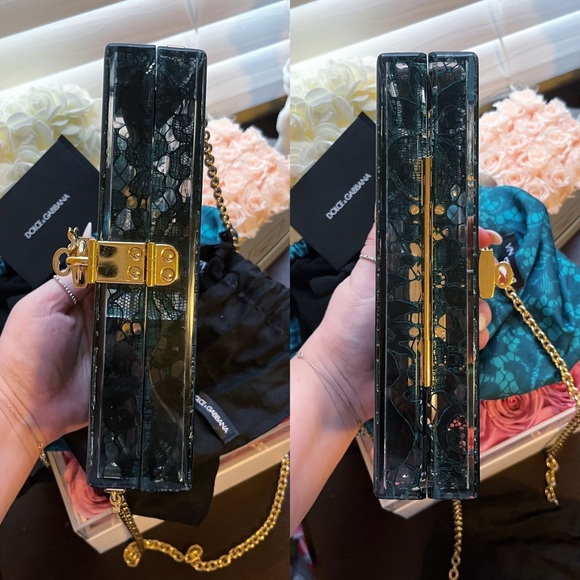 Authentic Dolce & Gabbana STUNNING Lace De Sara Chain Lock Box Bag - Picture 9 of 14